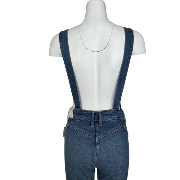 Free People We The Free Camilla Denim Overalls XS Rolling River Bell Bottoms - Picture 9 of 12